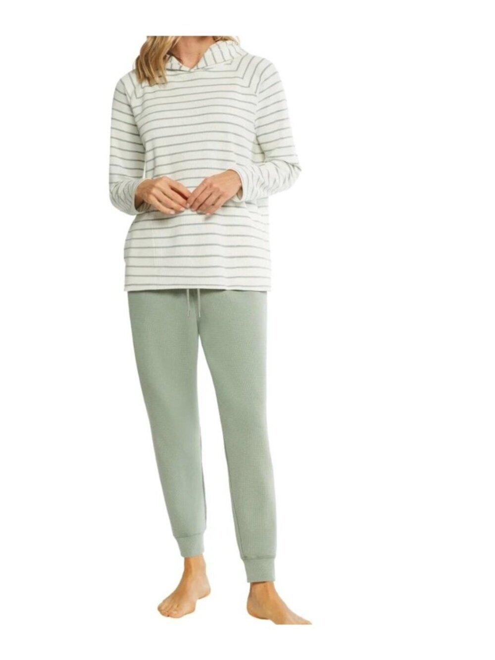 NWT Max & Mia Women’s S Sage Green Stripe Waffle Knit Lounge Set
